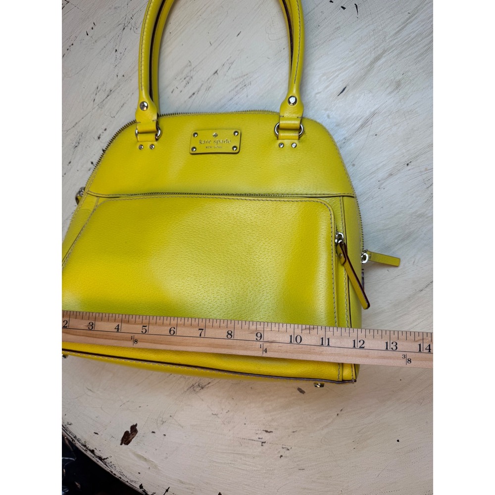 Kate Spade Satchel Womens Medium Yellow Pebbled Leather Dome Bag Summer Bright - Picture 3 of 10